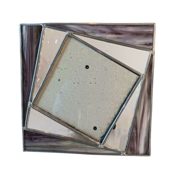 Vintage Purple Slag & Clear Stained Glass Photo Frame 5.5" Fits 3.5" Photo Fetco - Picture 2 of 9